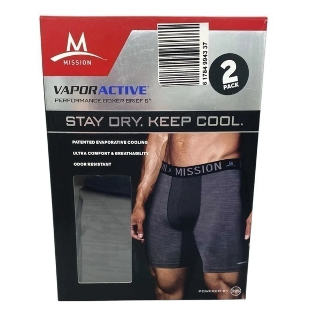 Mission Men’s VaporActive Performance Boxer Briefs 2 Pack